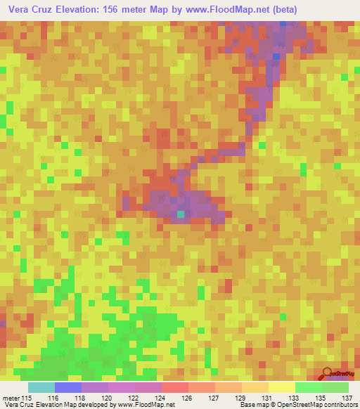 Vera Cruz,Peru Elevation Map