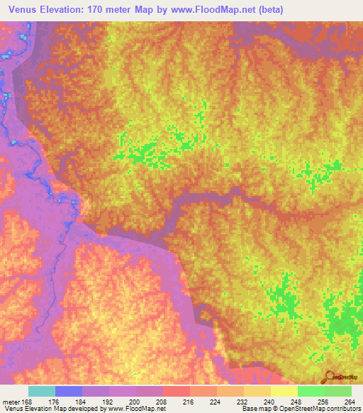 Venus,Peru Elevation Map