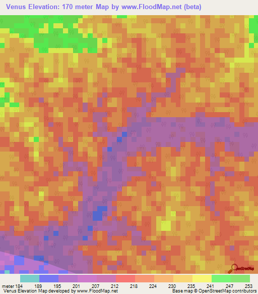 Venus,Peru Elevation Map
