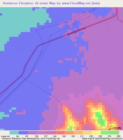 Ventarron,Peru Elevation Map