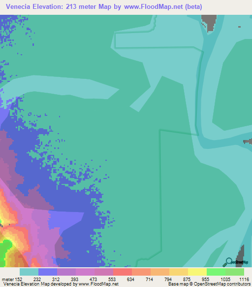 Venecia,Peru Elevation Map