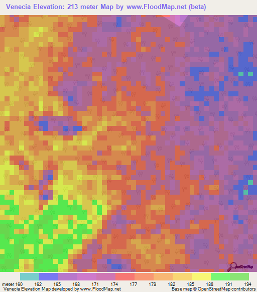 Venecia,Peru Elevation Map