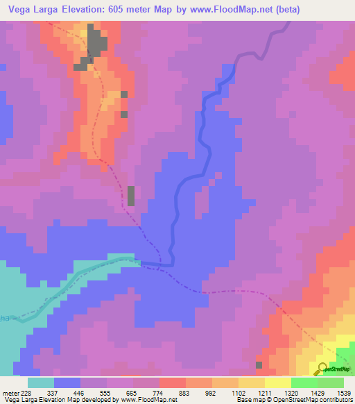 Vega Larga,Peru Elevation Map