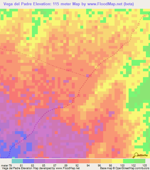 Vega del Padre,Peru Elevation Map