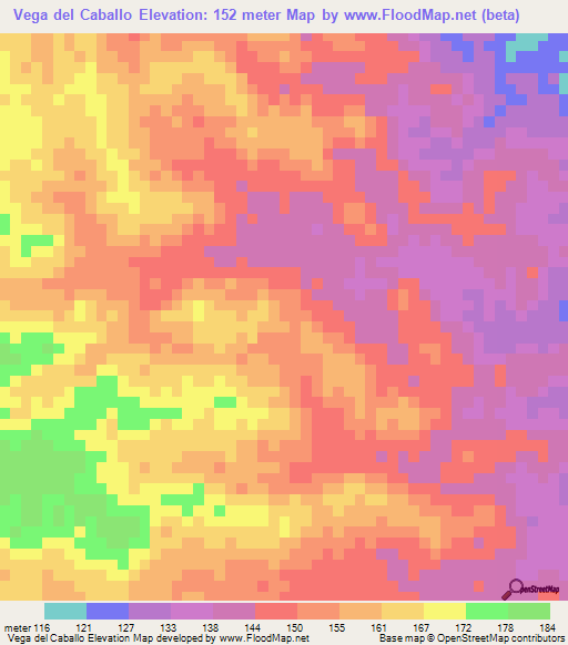 Vega del Caballo,Peru Elevation Map