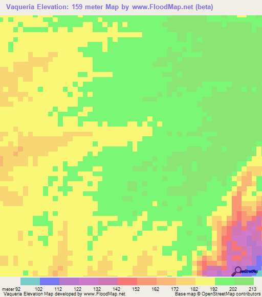 Vaqueria,Peru Elevation Map