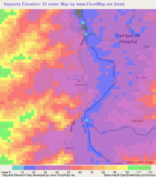 Vaqueria,Peru Elevation Map