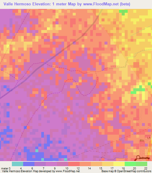 Valle Hermoso,Peru Elevation Map