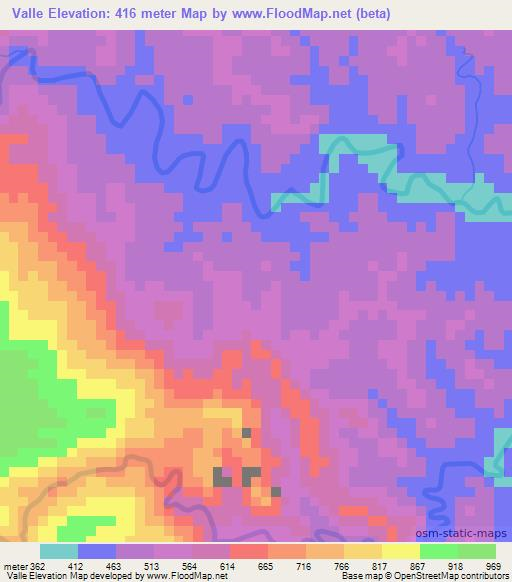 Valle,Peru Elevation Map