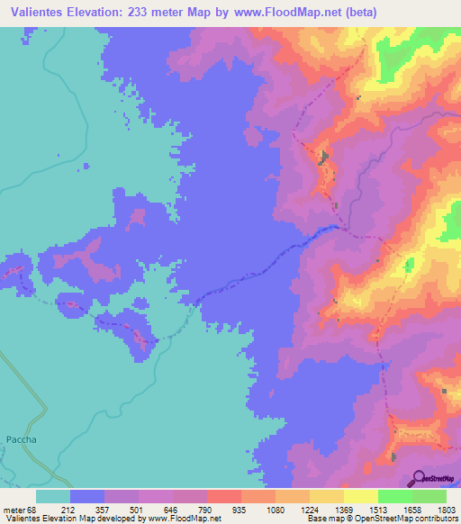 Valientes,Peru Elevation Map