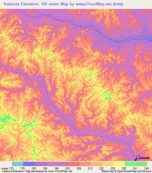 Valencia,Peru Elevation Map