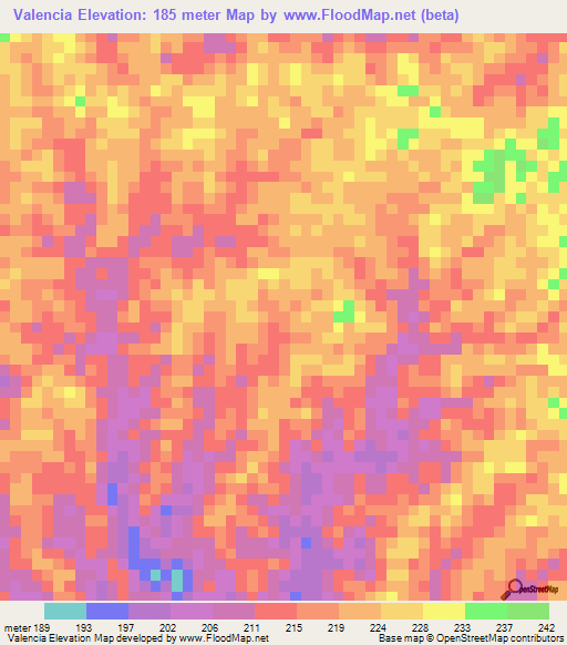 Valencia,Peru Elevation Map