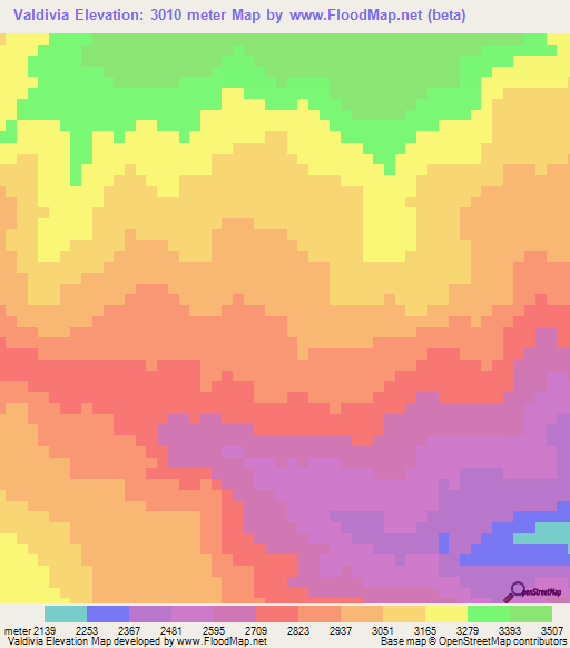 Valdivia,Peru Elevation Map
