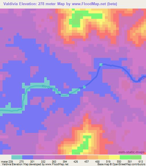 Valdivia,Peru Elevation Map
