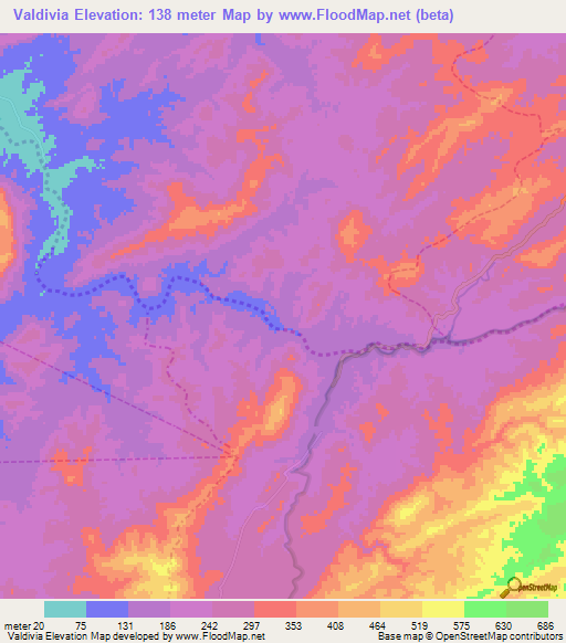 Valdivia,Peru Elevation Map