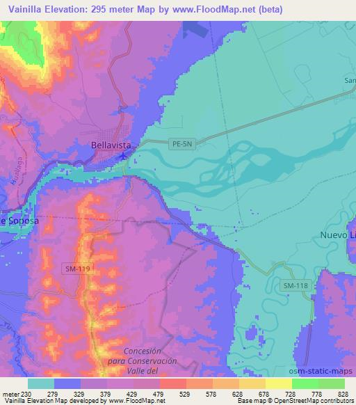 Vainilla,Peru Elevation Map