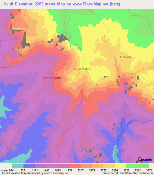 Uvidi,Peru Elevation Map
