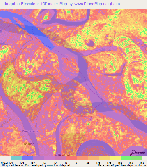 Utuquina,Peru Elevation Map
