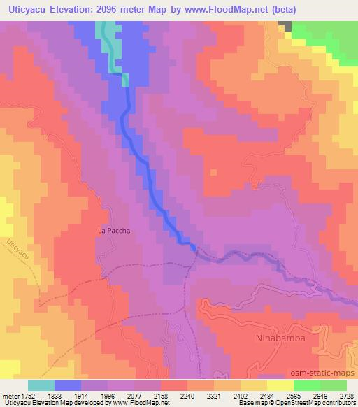 Uticyacu,Peru Elevation Map