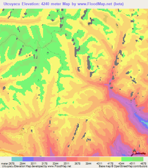 Utcuyacu,Peru Elevation Map