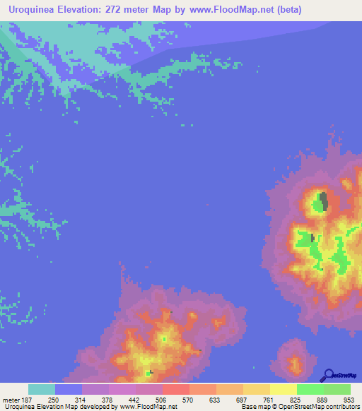 Uroquinea,Peru Elevation Map