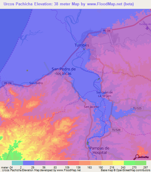 Urcos Pachicha,Peru Elevation Map
