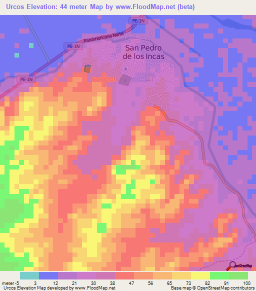Urcos,Peru Elevation Map