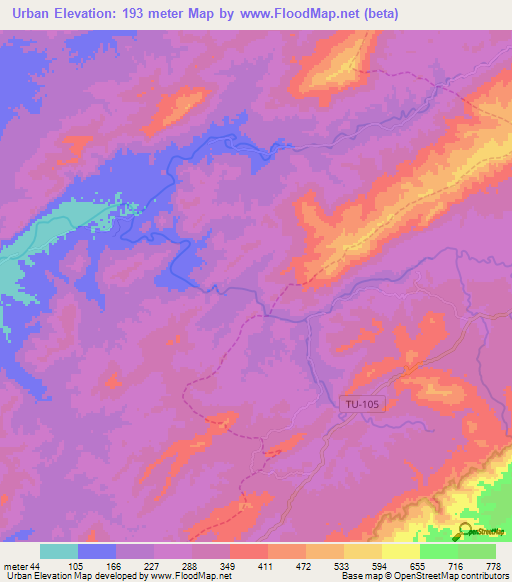 Urban,Peru Elevation Map