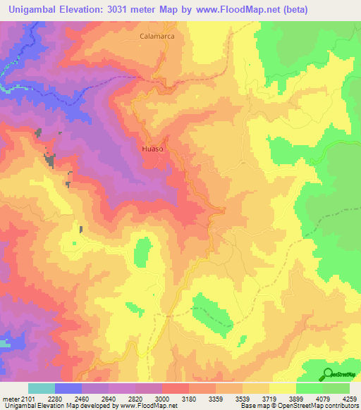 Unigambal,Peru Elevation Map