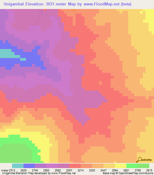 Unigambal,Peru Elevation Map
