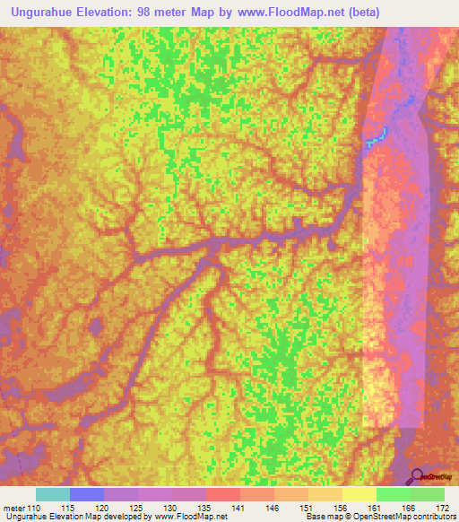 Ungurahue,Peru Elevation Map