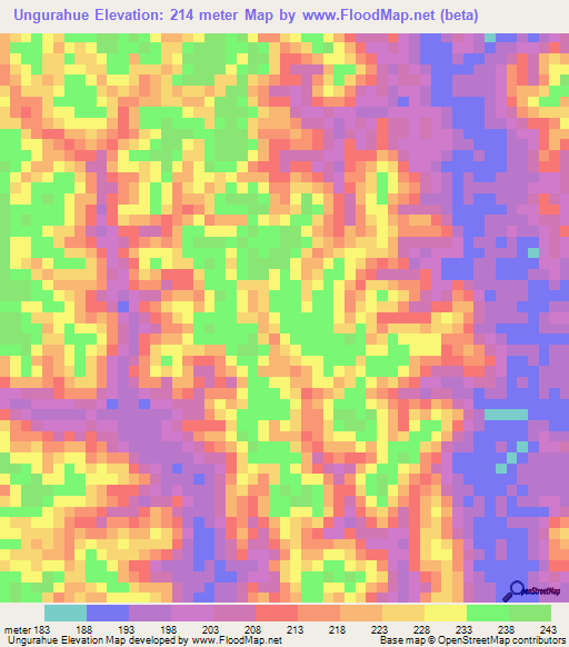 Ungurahue,Peru Elevation Map