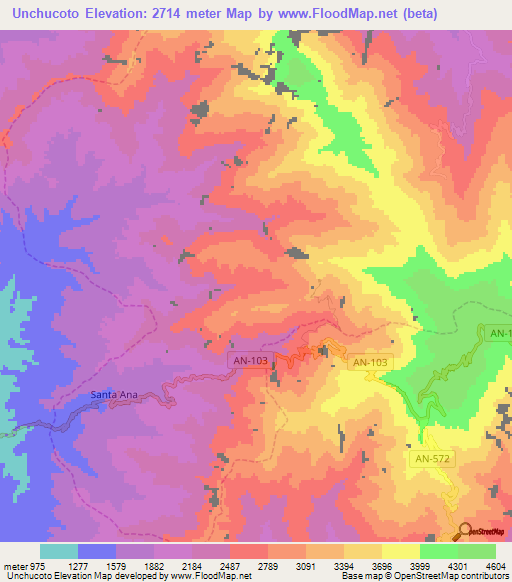 Unchucoto,Peru Elevation Map