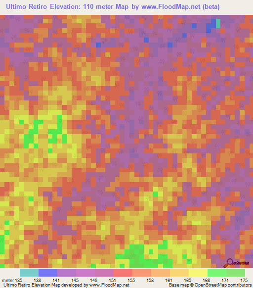 Ultimo Retiro,Peru Elevation Map