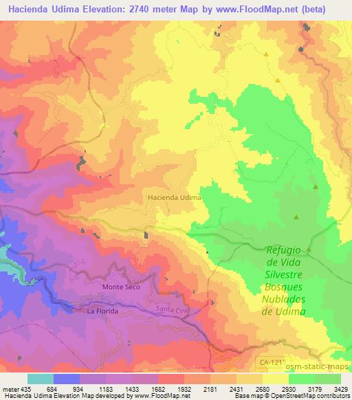 Hacienda Udima,Peru Elevation Map