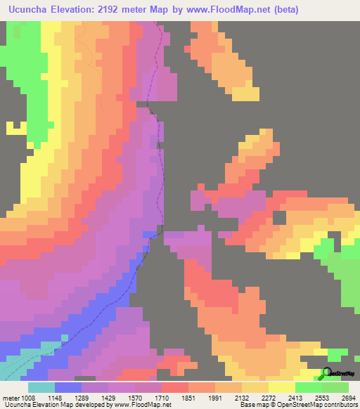 Ucuncha,Peru Elevation Map