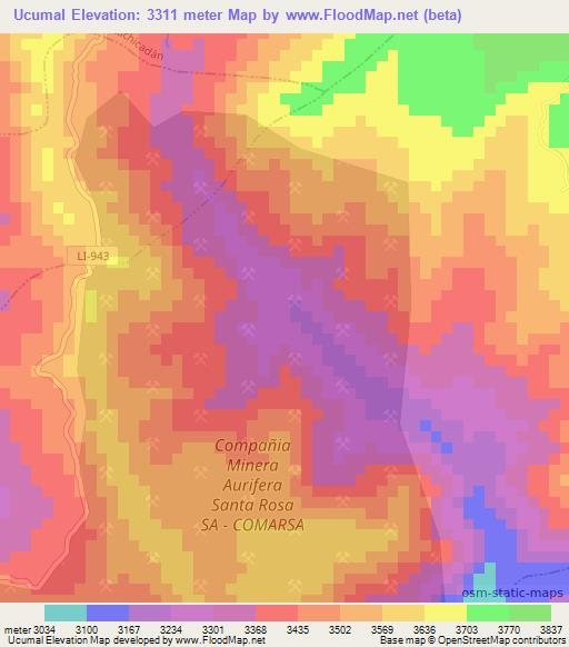 Ucumal,Peru Elevation Map