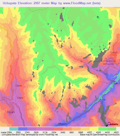 Uchupata,Peru Elevation Map