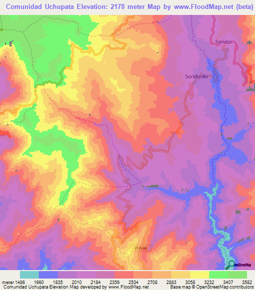 Comunidad Uchupata,Peru Elevation Map