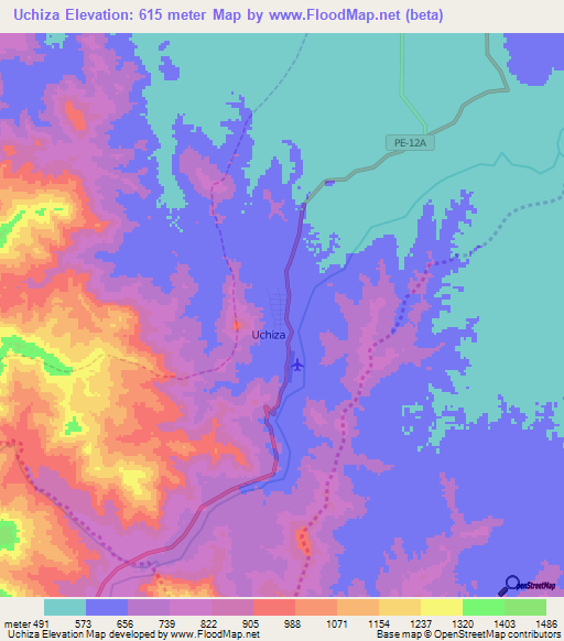 Uchiza,Peru Elevation Map