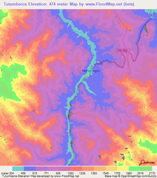 Tutumberos,Peru Elevation Map