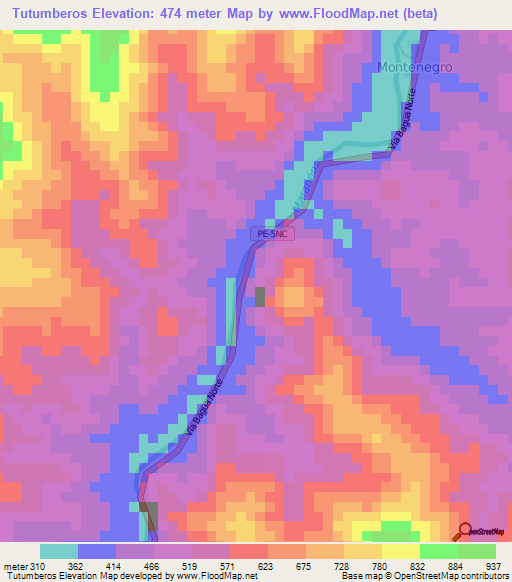 Tutumberos,Peru Elevation Map