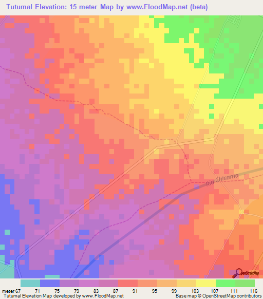 Tutumal,Peru Elevation Map
