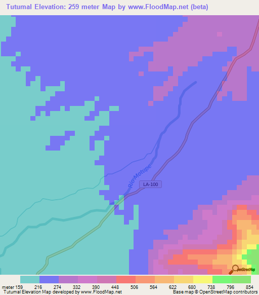 Tutumal,Peru Elevation Map