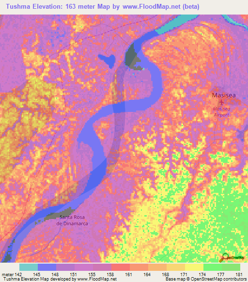 Tushma,Peru Elevation Map