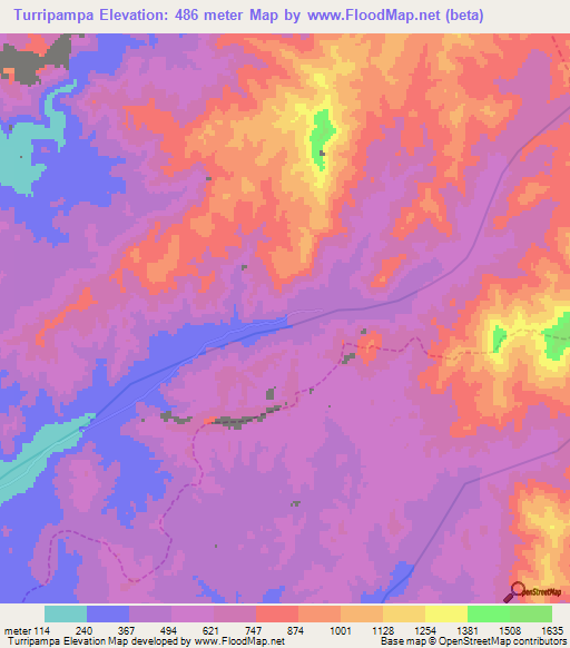 Turripampa,Peru Elevation Map