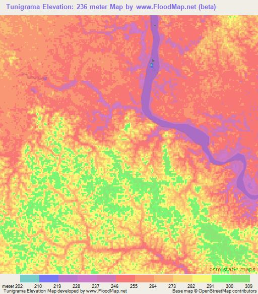 Tunigrama,Peru Elevation Map
