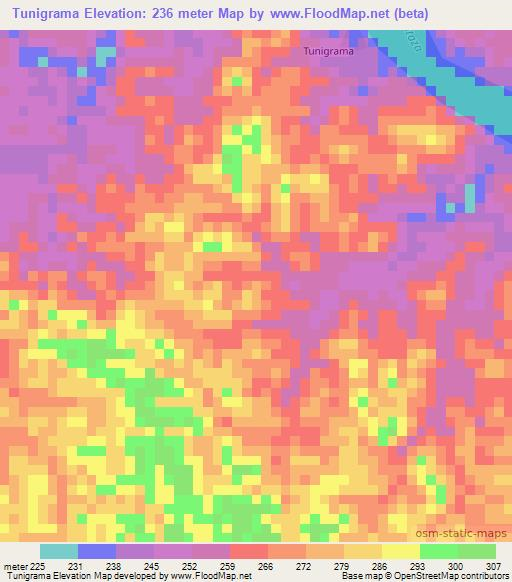 Tunigrama,Peru Elevation Map