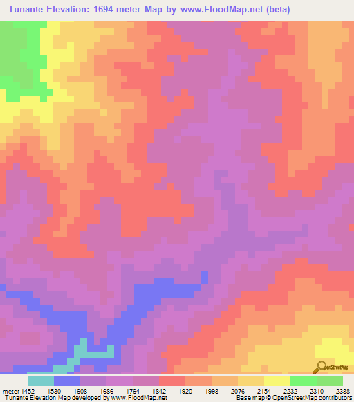 Tunante,Peru Elevation Map