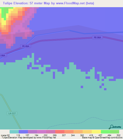 Tulipe,Peru Elevation Map